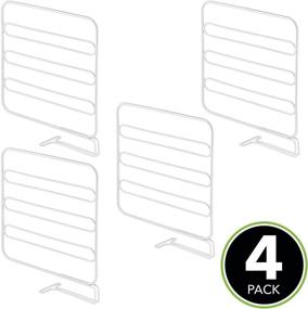 img 1 attached to mDesign Metal Wire Closet Shelf Divider and Separator for Bedroom, Bathroom, Kitchen, and Office Storage and Organization - Easy Install, White (4 Pack)