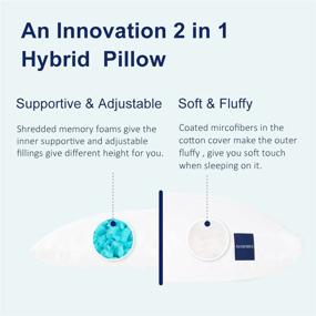 img 3 attached to 🛌 Accuratex Shredded Memory Foam Pillow for Sleeping - Adjustable Loft, Cooling Blue Memory Foam Core, with Down Alternative Fill Cotton Cover - Ideal for Side, Back, Stomach Sleepers - King Size