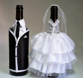 img 4 attached to Bride and Groom Wine Bottle Covers - Dress-up Your Wine Bottles for Weddings and Gifts