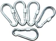 🔗 eskoni 5 pc heavy duty stainless steel spring snap keychain carabiner clip hook - 750lbs load capacity - ideal for outdoor, camping, traveling, hiking логотип