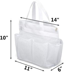 img 3 attached to 👜 ALYER Large Dive Tote Bag - Mesh Shower Caddy Bath Organizer with Inner Compartment, Sturdy Handles and Zipper (White)