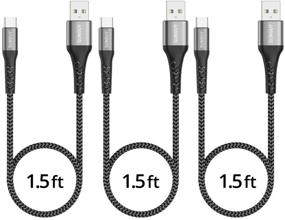 img 4 attached to 🔌 High-Speed USB C Cable 1.5FT [3Pack] - Fast Charge & Data Sync for Samsung Note 10 S10 A80,Moto G7 - SUNGUY USB 2.0 Type C Cord Short Braided Durable