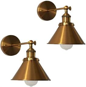 img 4 attached to 🛠️ 2 Pack Adjustable Brass Finish 1 Light Wall Sconce - Vintage Industrial Wall Lamp with Cone Shade