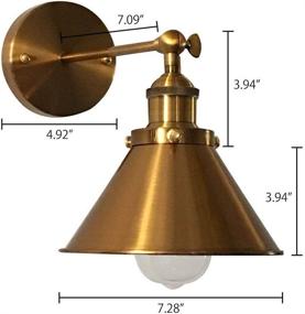 img 3 attached to 🛠️ 2 Pack Adjustable Brass Finish 1 Light Wall Sconce - Vintage Industrial Wall Lamp with Cone Shade