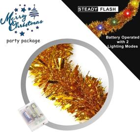 img 1 attached to 🎄 Sparkling Gold Tinsel Garland: 32.8 Ft Prelit with 100 LED Lights for Festive Christmas Tree Decorations and Wedding Party Supplies