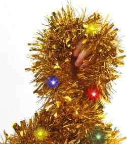 img 3 attached to 🎄 Sparkling Gold Tinsel Garland: 32.8 Ft Prelit with 100 LED Lights for Festive Christmas Tree Decorations and Wedding Party Supplies