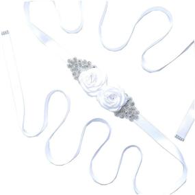 img 3 attached to Rhinestone Bridesmaid Maternity Flowergirls XW001 White Women's Accessories in Belts