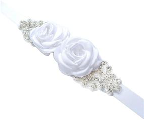 img 2 attached to Rhinestone Bridesmaid Maternity Flowergirls XW001 White Women's Accessories in Belts