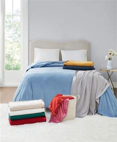 img 2 attached to 🛏️ Martha Stewart Easy Care King Size Gray Soft Fleece Blanket