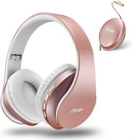 img 4 attached to 🎧 Zihnic Bluetooth Headphones Over-Ear, Foldable Wireless and Wired Stereo Headset with Micro SD/TF, FM Function for Cell Phone and PC, Soft Earmuffs &amp; Light Weight for Prolonged Wearing in Rose Gold Color