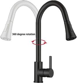 img 2 attached to 💧 Modern Brushed Nickel Kitchen Faucet with Pull Down Sprayer, Single Handle High Arc Sink Faucet - Commercial Grade Stainless Steel (Black1)