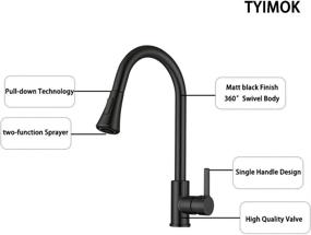 img 3 attached to 💧 Modern Brushed Nickel Kitchen Faucet with Pull Down Sprayer, Single Handle High Arc Sink Faucet - Commercial Grade Stainless Steel (Black1)