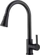 💧 modern brushed nickel kitchen faucet with pull down sprayer, single handle high arc sink faucet - commercial grade stainless steel (black1) logo