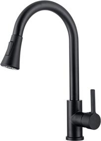 img 4 attached to 💧 Modern Brushed Nickel Kitchen Faucet with Pull Down Sprayer, Single Handle High Arc Sink Faucet - Commercial Grade Stainless Steel (Black1)