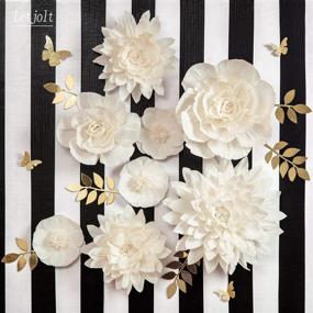 img 1 attached to 🌼 Белые бумажные цветы Letjolt: Великолепные ручной работы декоративные далии для дней рождения, Пасхи, свадеб и многого другого - набор из 8 белых цветков.