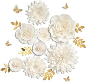 img 4 attached to 🌼 Белые бумажные цветы Letjolt: Великолепные ручной работы декоративные далии для дней рождения, Пасхи, свадеб и многого другого - набор из 8 белых цветков.