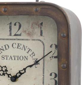 img 3 attached to 🕰️ Rustic Metal Table Top Clock: Stonebriar Large Square with Handle and Rivet Detail - Industrial Home Decor Accent, Battery Operated