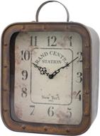 🕰️ rustic metal table top clock: stonebriar large square with handle and rivet detail - industrial home decor accent, battery operated logo