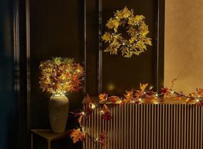 img 2 attached to 🍁 LITBLOOM Battery Operated 24 LED Lighted Green Maple Branches with Timer - Indoor/Outdoor Fall Thanksgiving Halloween Christmas Holiday Decoration