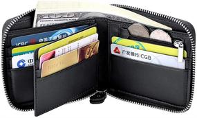 img 2 attached to 👝 Veeskyee Black Fiber Wallets with Zipper Closure: Stylish and Secure Storage