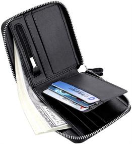 img 1 attached to 👝 Veeskyee Black Fiber Wallets with Zipper Closure: Stylish and Secure Storage