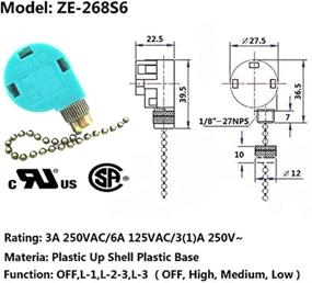 img 3 attached to 🔀 Bronze Zing Ear ZE-268S6 ZE-208S6 3-Speed Ceiling Fan Switch, Pull Chain Cord Switch for Ceiling Fans, Appliances, Wall Lamps, and Cabinet Lights – Replacement Speed Control Switch