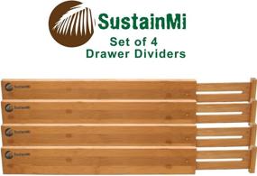 img 2 attached to 🎍 Bamboo Wooden Drawer Dividers: Expandable and Adjustable Organizer for Kitchen, Bedroom, Bathroom, Baby, and Desk – Set of 4