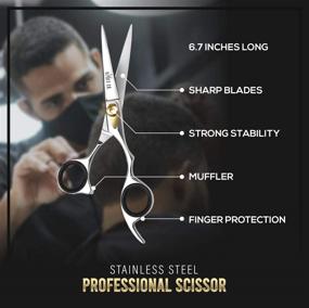 img 3 attached to 🧔 Professional Beard Trimming Scissors 6.5 Inches with Two Mustache Combs & Carry Pouch - Men's Mustache and Beard Grooming Scissors