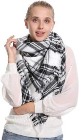 img 3 attached to Women Plaid Blanket Warm Scarf Women's Accessories for Scarves & Wraps