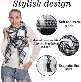 img 1 attached to Women Plaid Blanket Warm Scarf Women's Accessories for Scarves & Wraps