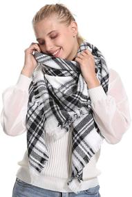 img 2 attached to Women Plaid Blanket Warm Scarf Women's Accessories for Scarves & Wraps