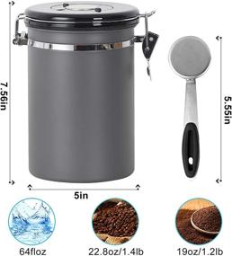 img 3 attached to ☕️ NEX Coffee Canister: Airtight Stainless Steel Storage Container (22OZ) with Scoop, Date Tracker, and Co2 Valve - Gray