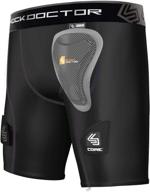 🏒 advanced protection for female ice hockey players: shock doctor women's & girls' core compression hockey shorts with pelvic protector logo