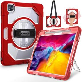 img 4 attached to 📱 SUPFIVES iPad Pro 11 Case 2020 - Military Grade, Drop Tested, Clear Back, Heavy Duty, Red Color