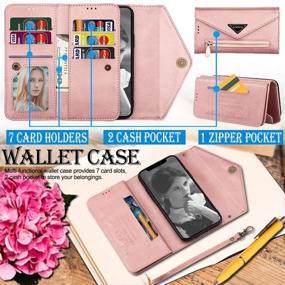 img 2 attached to 📱 Stylish iPhone SE 2020 Wallet Case with Card Holder, Magnetic Closure and Zipper Pocket - Kudex Envelope Design Leather Flip Folio Purse Case - Perfect for iPhone 7/8 (Rose Gold)