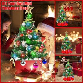 img 1 attached to 🎄 Evoio 24'' Tabletop Christmas Tree with 20 LED String Lights and Red Cloth Base - 30 Pcs Ornaments for Holiday Christmas Decorations, Home Décor, Kitchen, Dining Tabletop
