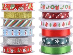 img 4 attached to Christmas Grosgrain Wrapping Accessory Ribbon Xmas