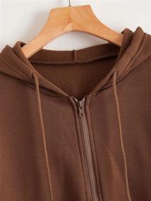 img 2 attached to WDIRARA Women's Zip Front Drawstring Hoodie - Long Sleeve Casual Sweatshirt Top for Fashionable Comfort