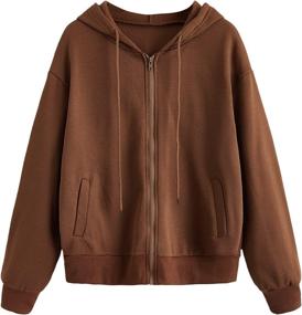 img 4 attached to WDIRARA Women's Zip Front Drawstring Hoodie - Long Sleeve Casual Sweatshirt Top for Fashionable Comfort