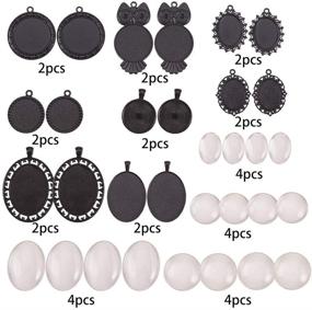 img 3 attached to 🔲 SUNNYCLUE 16Pcs Black Oval Round Pendant Trays with Transparent Glass Cabochon Dome Tiles - Ideal for DIY Jewelry Making
