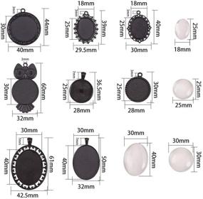 img 2 attached to 🔲 SUNNYCLUE 16Pcs Black Oval Round Pendant Trays with Transparent Glass Cabochon Dome Tiles - Ideal for DIY Jewelry Making