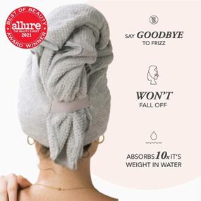 img 3 attached to 🧖 VOLO Hero Hair Towel - Microfiber, Super Absorbent, Fast Drying, Reduce Dry Time by 50%, Large Size, Premium Wrap for All Hair Types, Anti-Frizz, Anti-Breakage, Hands-Free Design - Luna Gray