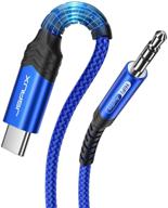 🔌 jsaux usb c к 3.5 мм аудио aux jack кабель [3.3ft] - адаптер типа c для ipad pro 2018, google pixel 2 3 xl, samsung galaxy s21 s20 ultra, note 10 plus - синий логотип