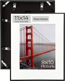 img 1 attached to 🖼️ Frametory 11x14 Aluminum Frame: Versatile Wall Display for 8x10 Photos with Ivory Mat – Swivel Tabs, Spring Clips, Sawtooth Hanger – Ideal for Artworks, Posters (Black, 1-Pack)