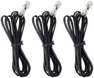 aimijia 3 pack 6ft black phone cord, telephone extension cable line wire rj11 6p4c modular plug for landline telephone modem accessory logo