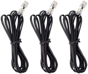 img 4 attached to AIMIJIA 3 Pack 6ft Black Phone Cord, Telephone Extension Cable Line Wire RJ11 6P4C Modular Plug for Landline Telephone Modem Accessory