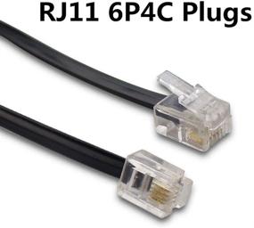 img 3 attached to AIMIJIA 3 Pack 6ft Black Phone Cord, Telephone Extension Cable Line Wire RJ11 6P4C Modular Plug for Landline Telephone Modem Accessory