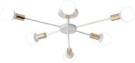 🔆 vintage industrial 6-light white sputnik chandelier: kco lighting semi flush mount ceiling light for kitchen, living, dining room, and bedroom логотип