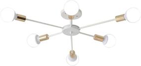 img 3 attached to 🔆 Vintage Industrial 6-Light White Sputnik Chandelier: KCO Lighting Semi Flush Mount Ceiling Light for Kitchen, Living, Dining Room, and Bedroom