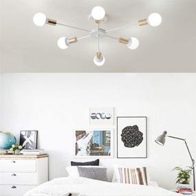 img 1 attached to 🔆 Vintage Industrial 6-Light White Sputnik Chandelier: KCO Lighting Semi Flush Mount Ceiling Light for Kitchen, Living, Dining Room, and Bedroom